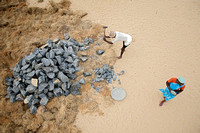 Mamalippuram, workers on the beach